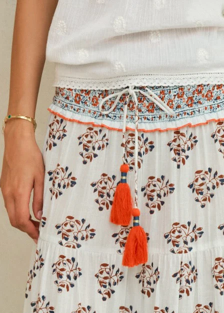 Stella Maxi Skirt - Ecru/Rust - Image 3