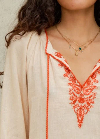 Talia Kaftan - Beige/Orange - Image 3