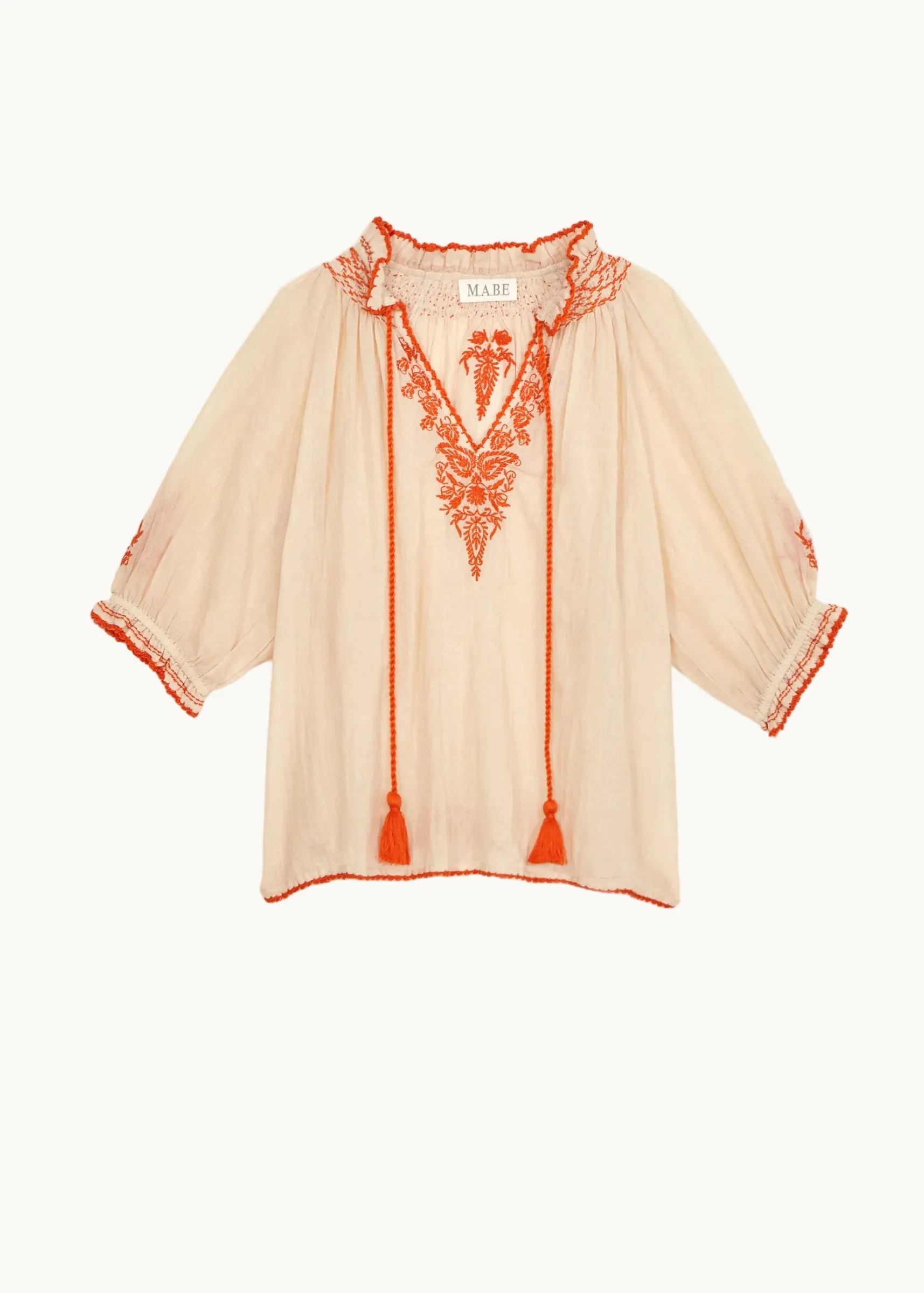 Talia Short Sleeve Top - Beige/Orange - Image 4