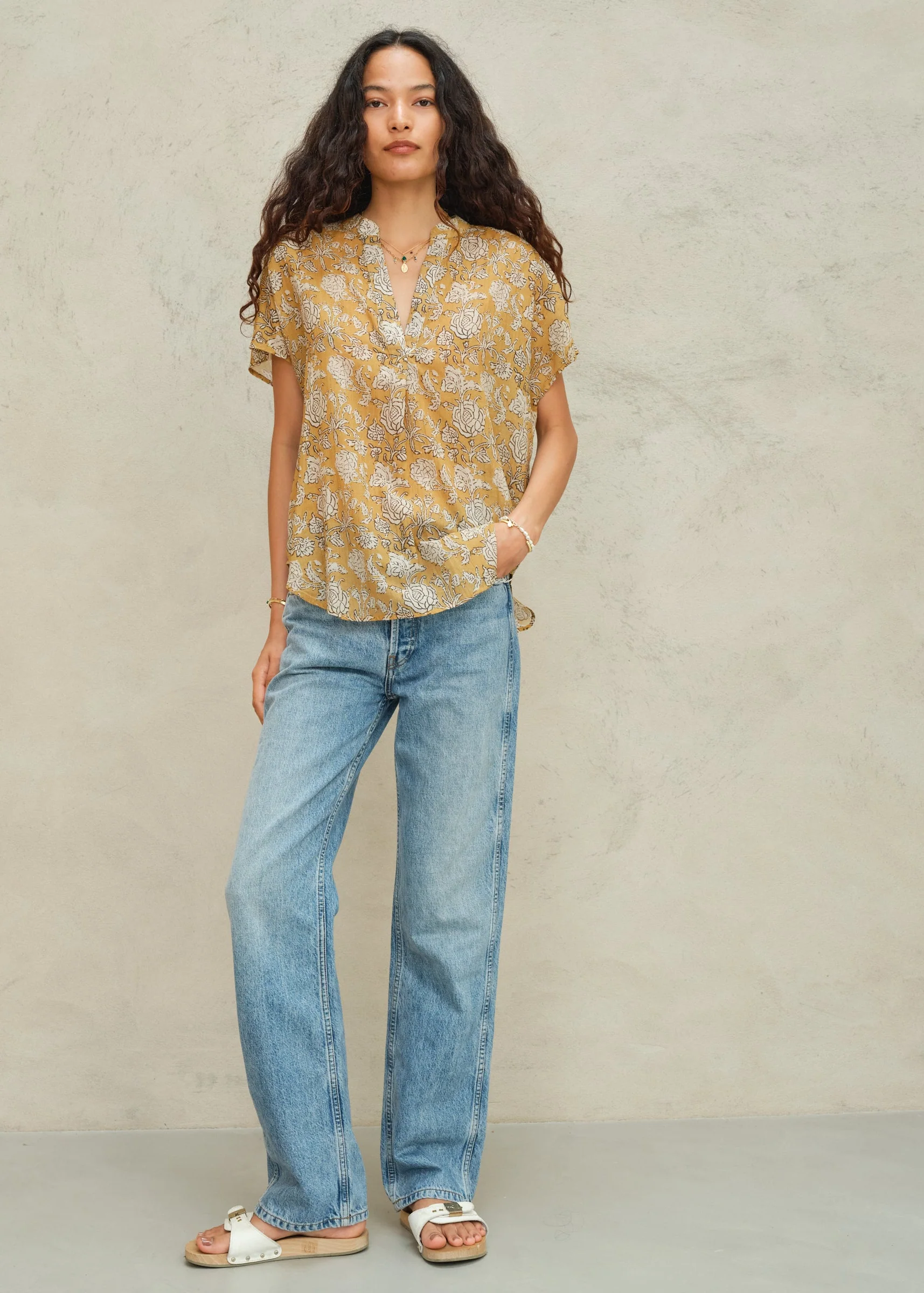 Tulsi Short Sleeve Top - Mustard - Image 3